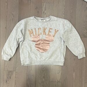 Gray Mickey Sweatshirt with Pink Accents KIDS 12-13
